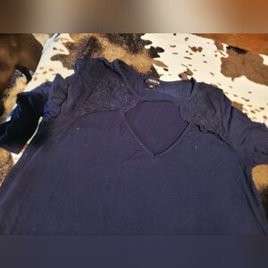 Torrid Navy Blue Lace Accent Women's Top